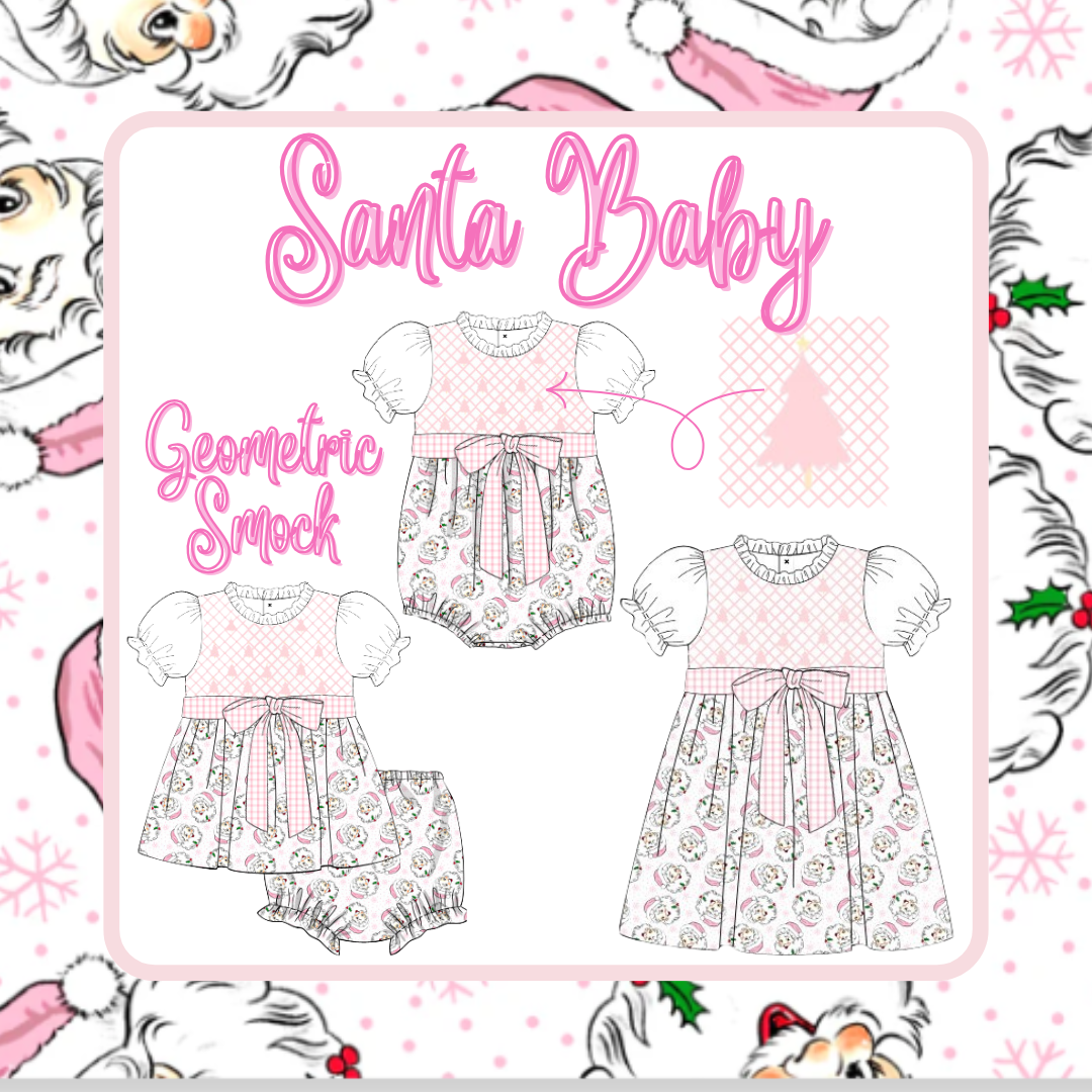 Santa Baby Geometric Smock Diaper Set