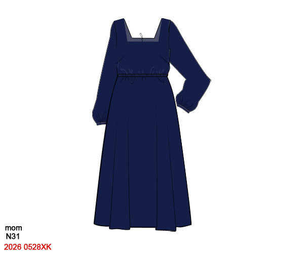 Navy Nativity Velvet Mom Dress
