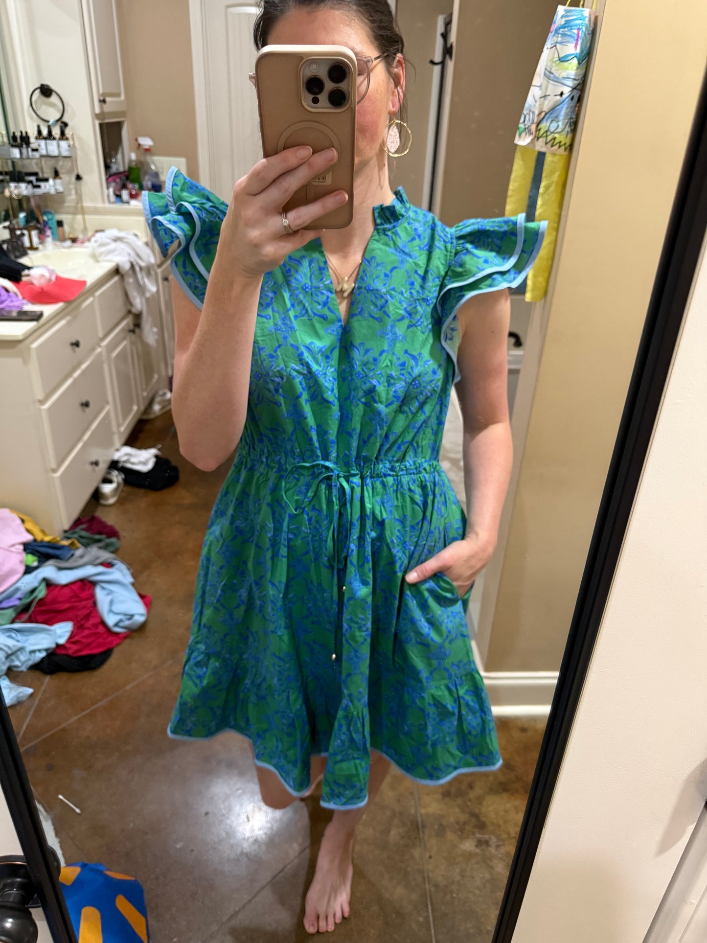 Green & Blue Floral Dress