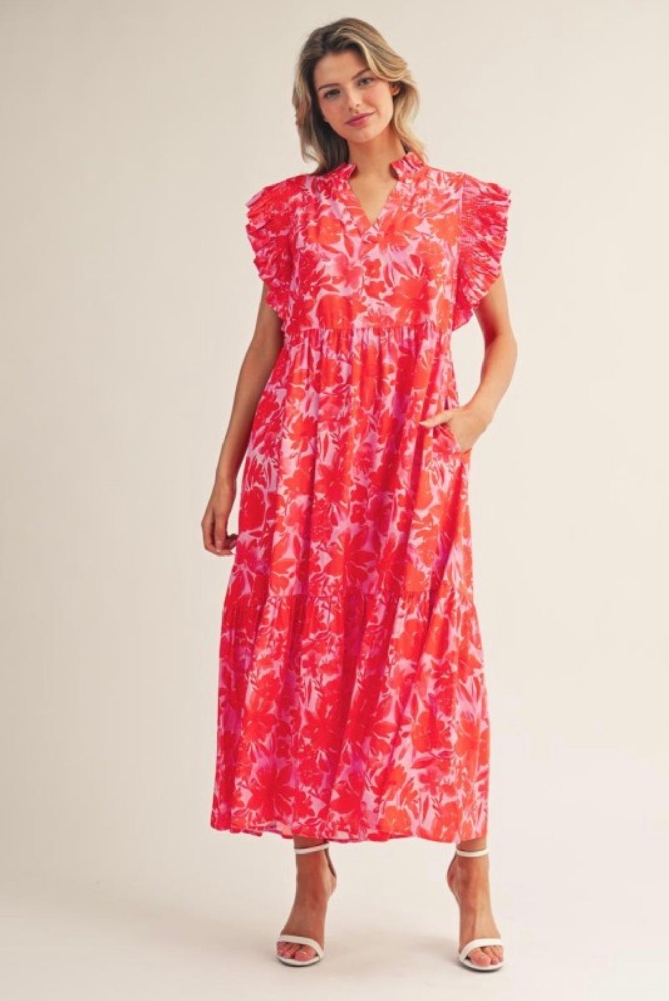 Tropical Floral Midi Dress