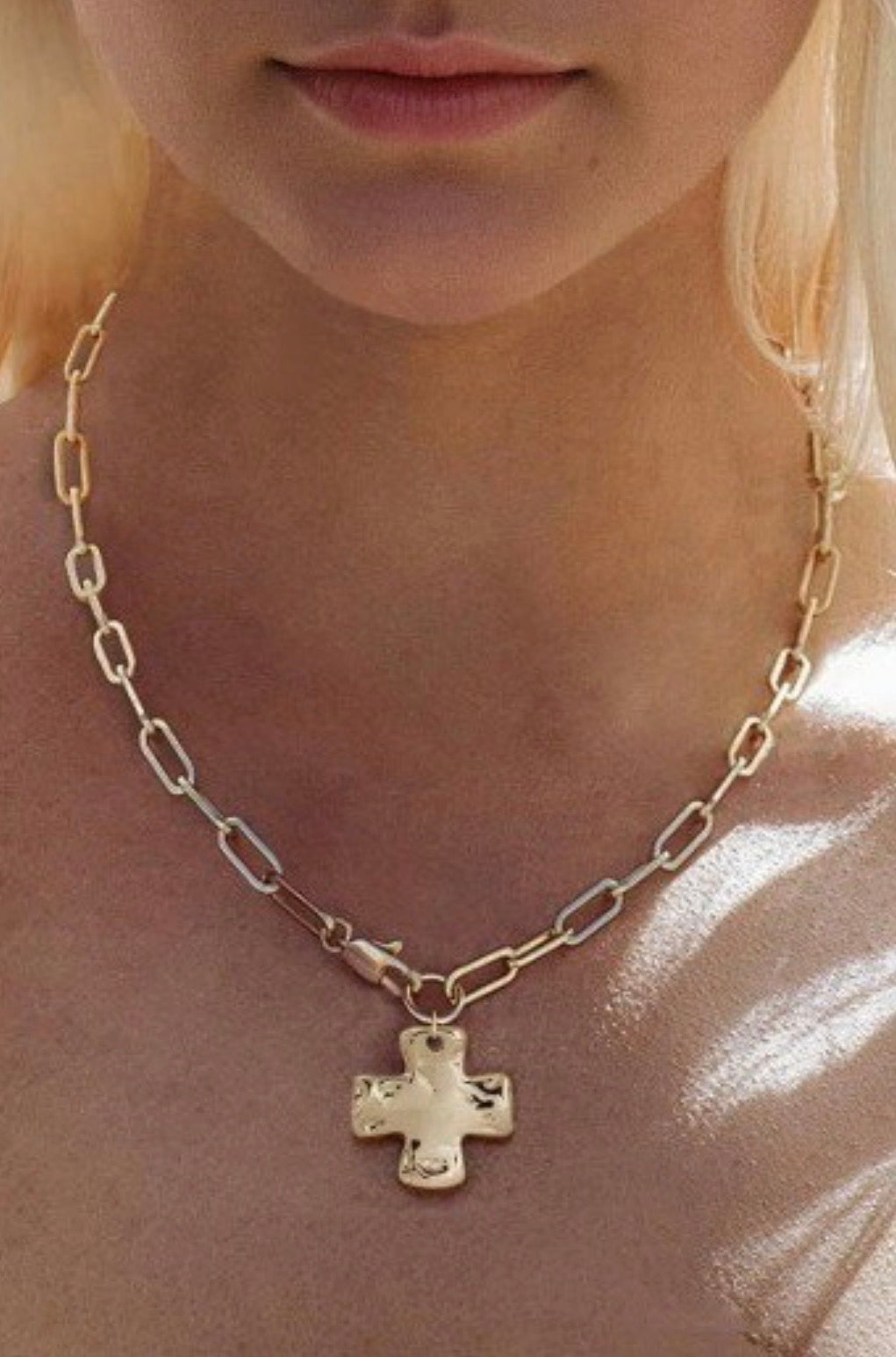 Hammered Cross Necklace