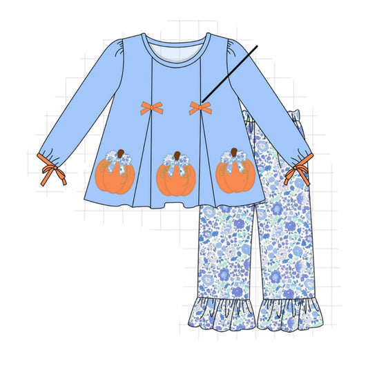 Blue Pumpkin Applique Ruffle Pants