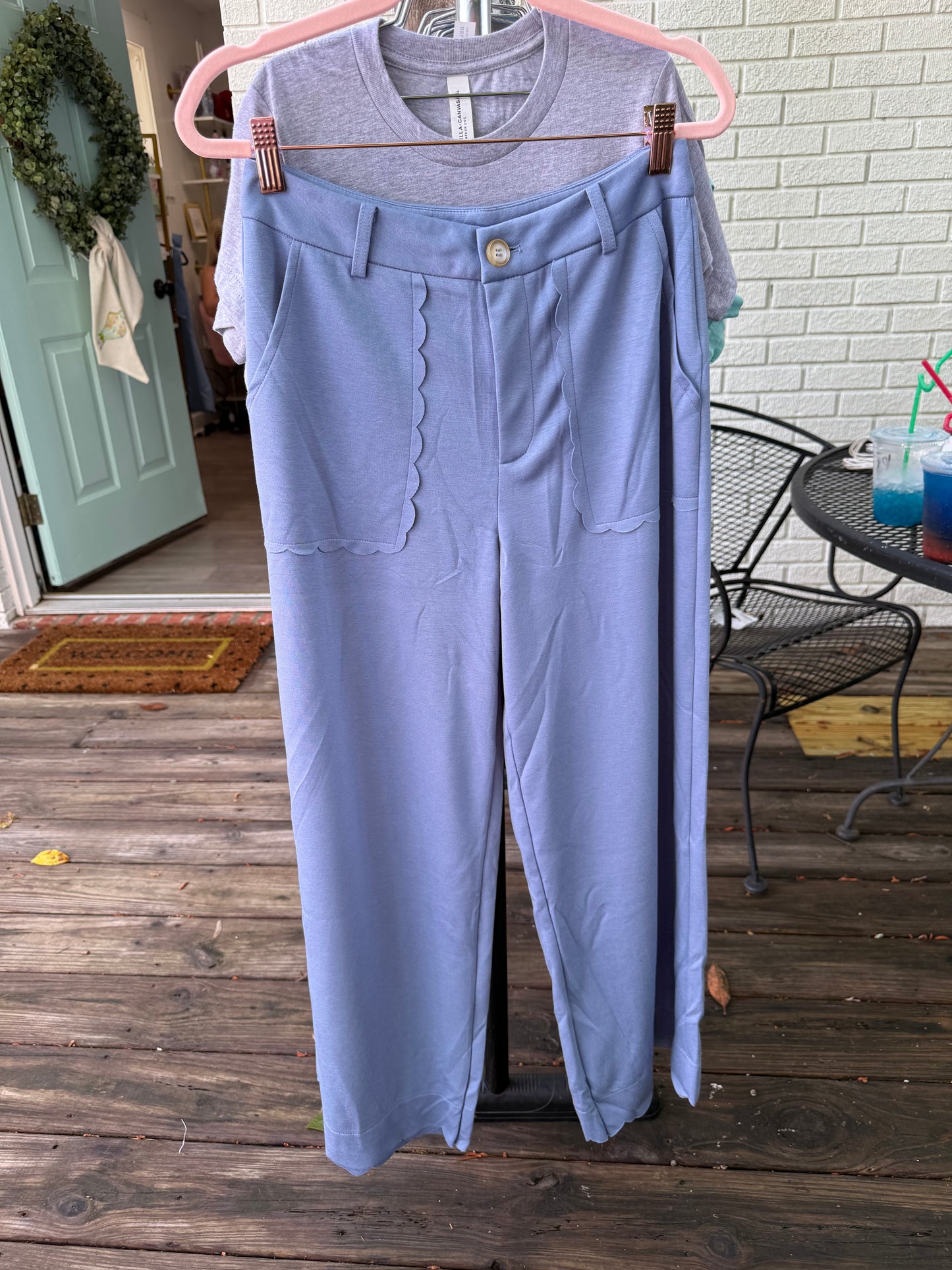 Blue Scallop Pants