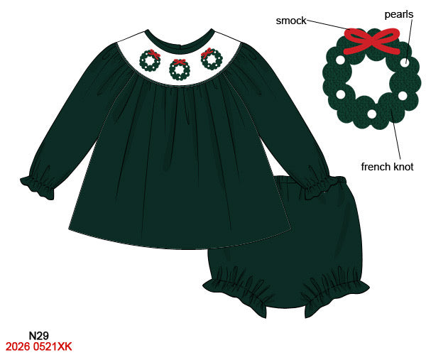 Velvet Wreaths Diaper Set