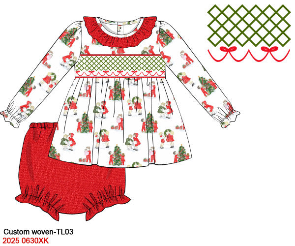 Vintage Christmas Girls Diaper Set