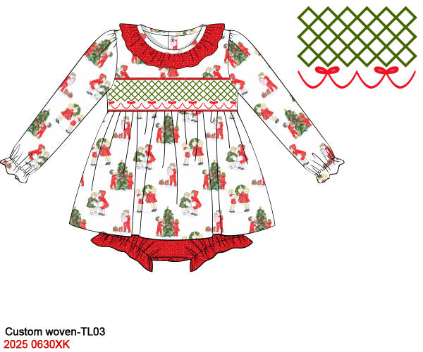 Vintage Christmas Girls Skirted Bubble