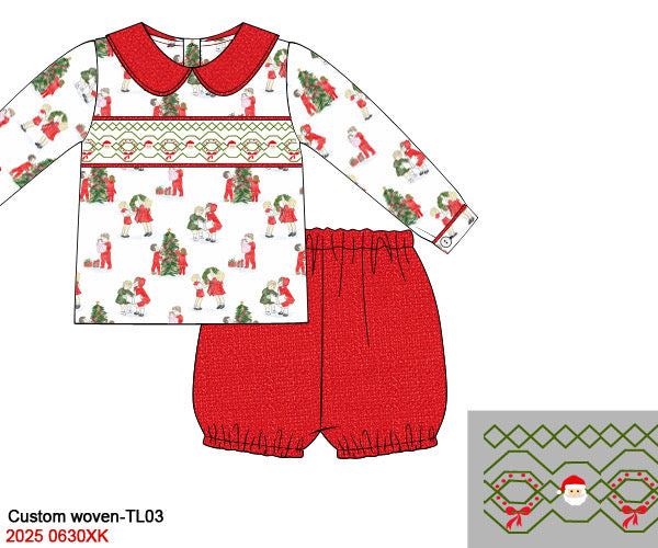 Vintage Christmas Boys Bubble Short Set