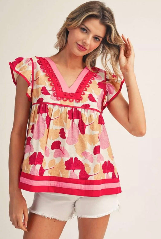 Pink Floral Blouse