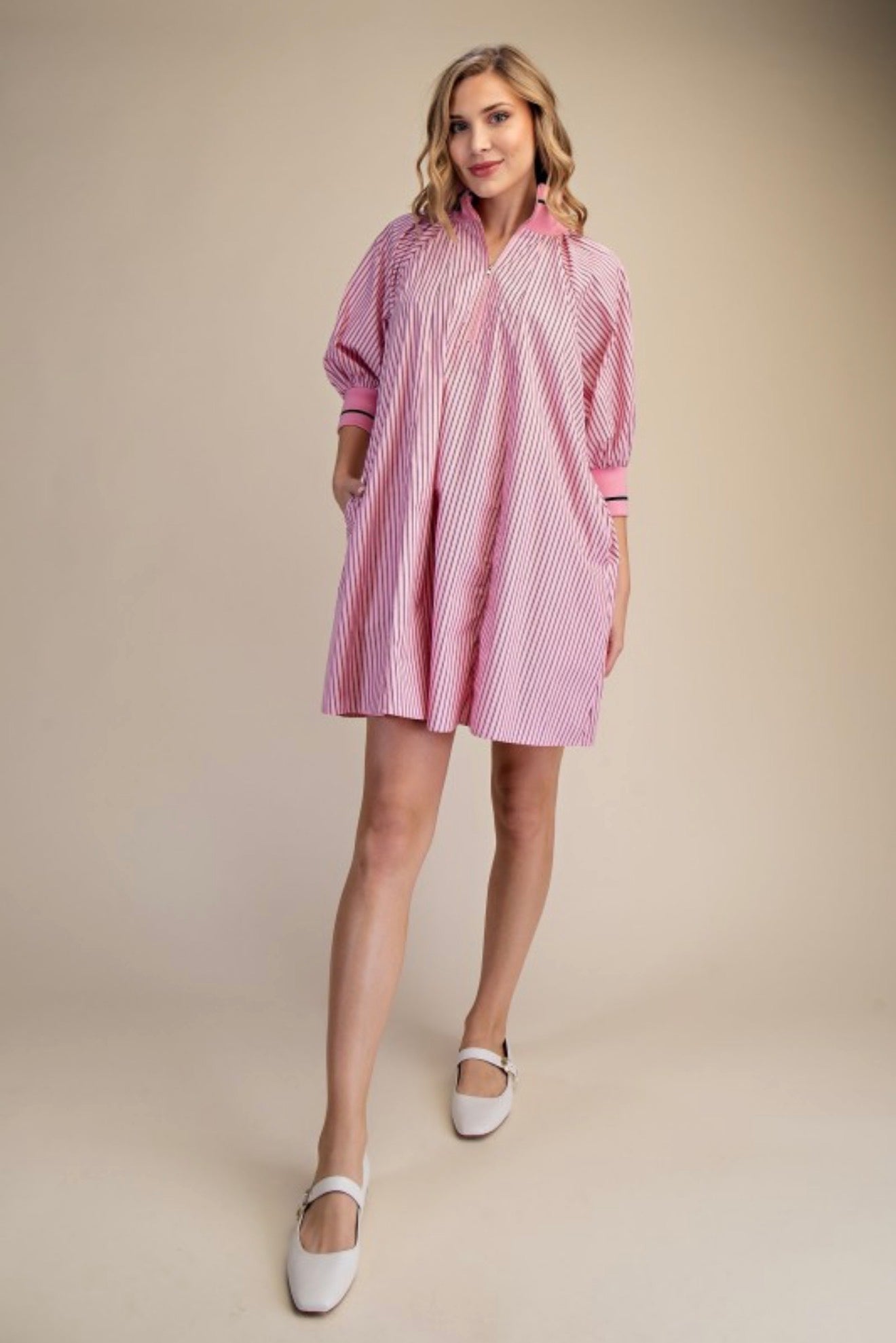 Striped Mock Neck Dress