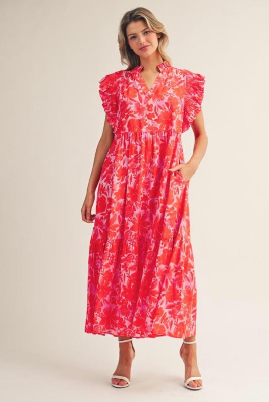 Tropical Floral Midi Dress