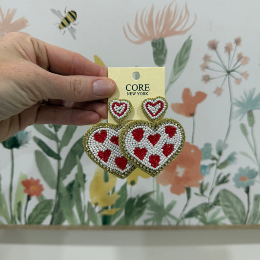 Beaded Heart Earrings