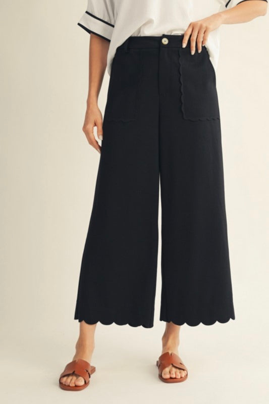 Black Scallop Pants