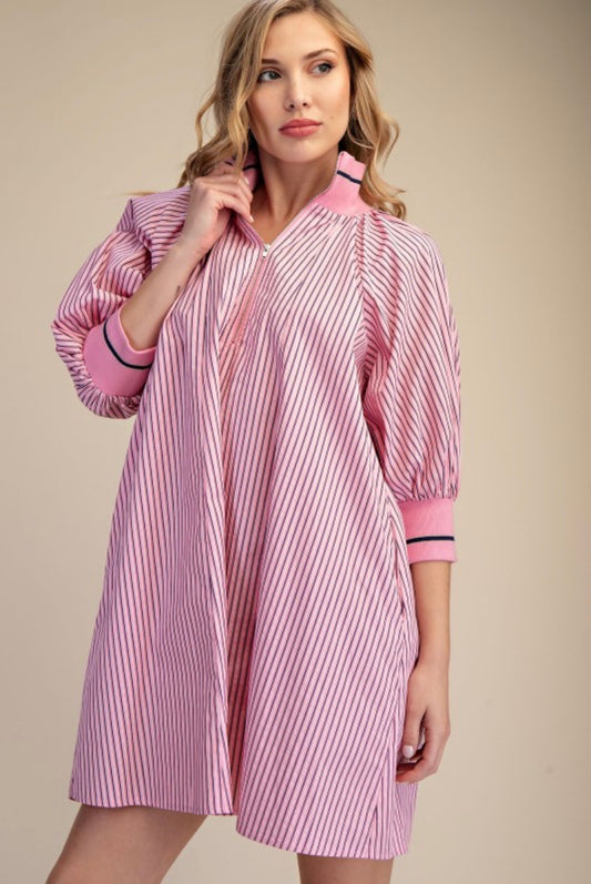 Striped Mock Neck Dress