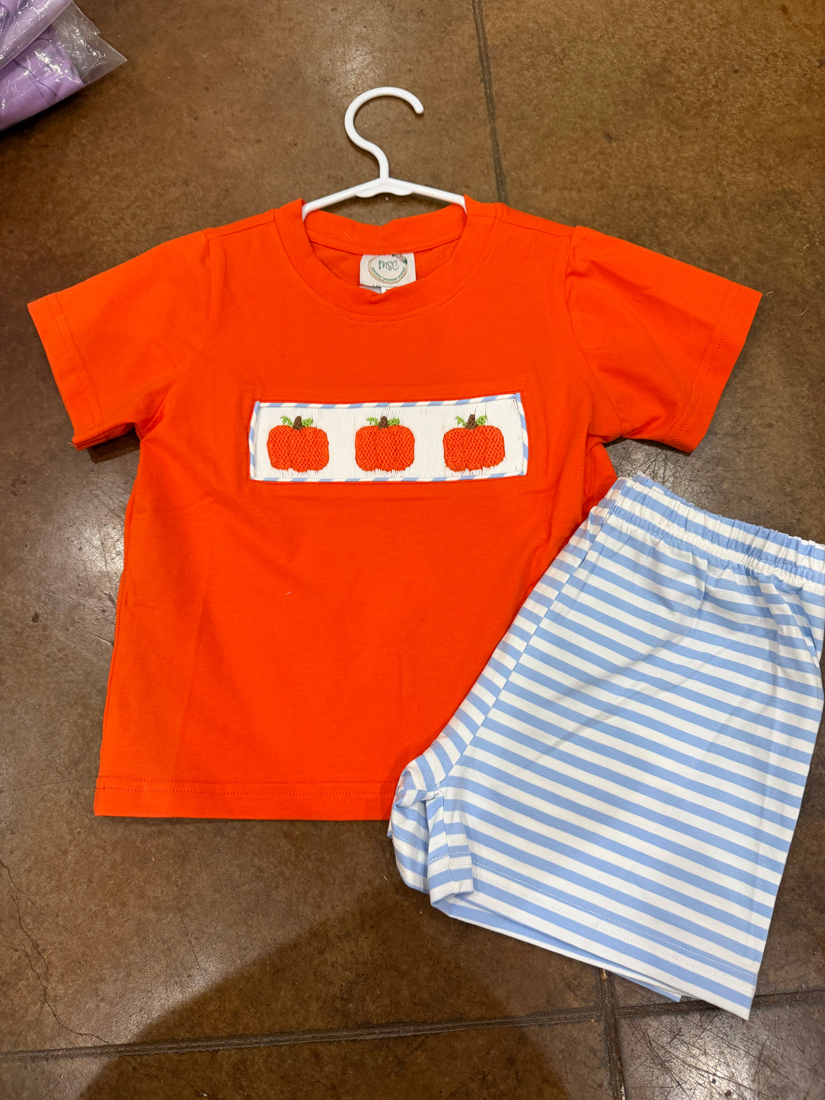 Smocked Pumpkin Short Set