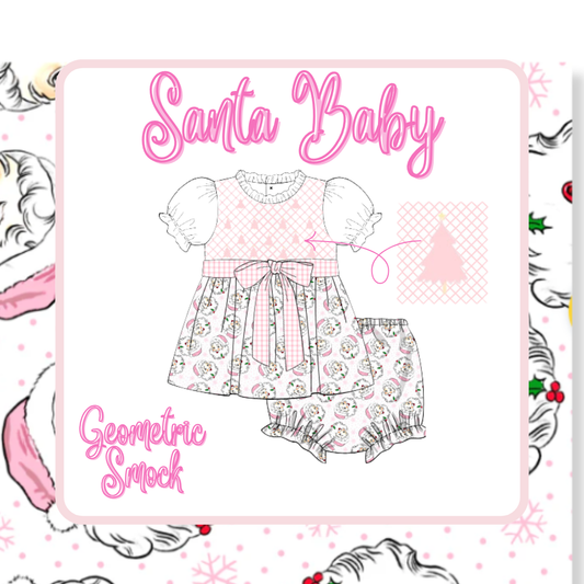 Santa Baby Geometric Smock Diaper Set