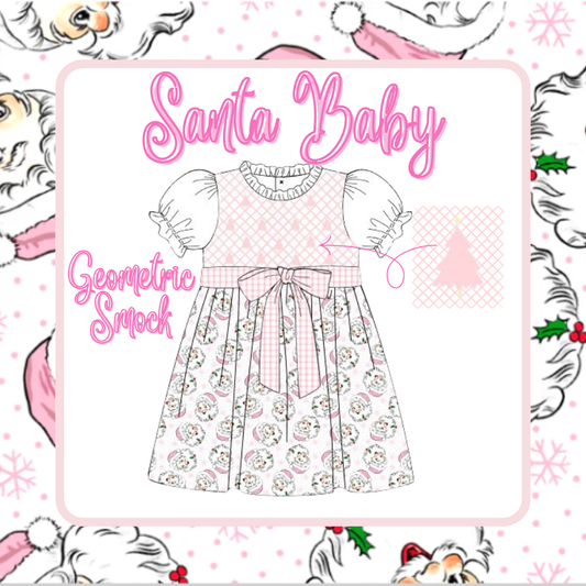Santa Baby Geometric Smock Dress