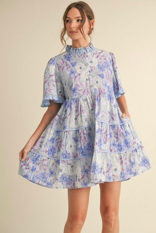Watercolor Floral Mini Dress